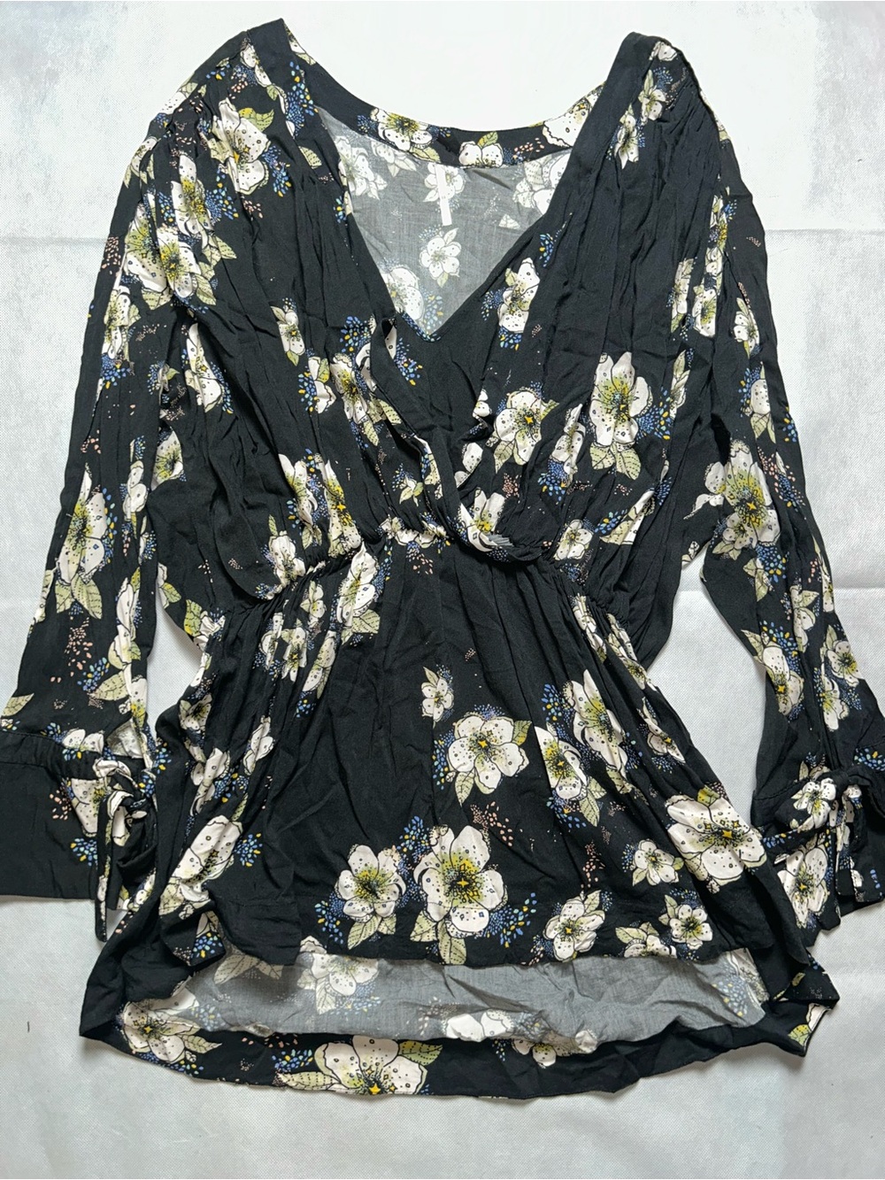 Free People Tuscan dreams long sleeve floral top size large